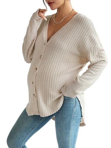 MakeMeChic Women's Shirts Knit Button Down Nursing Top