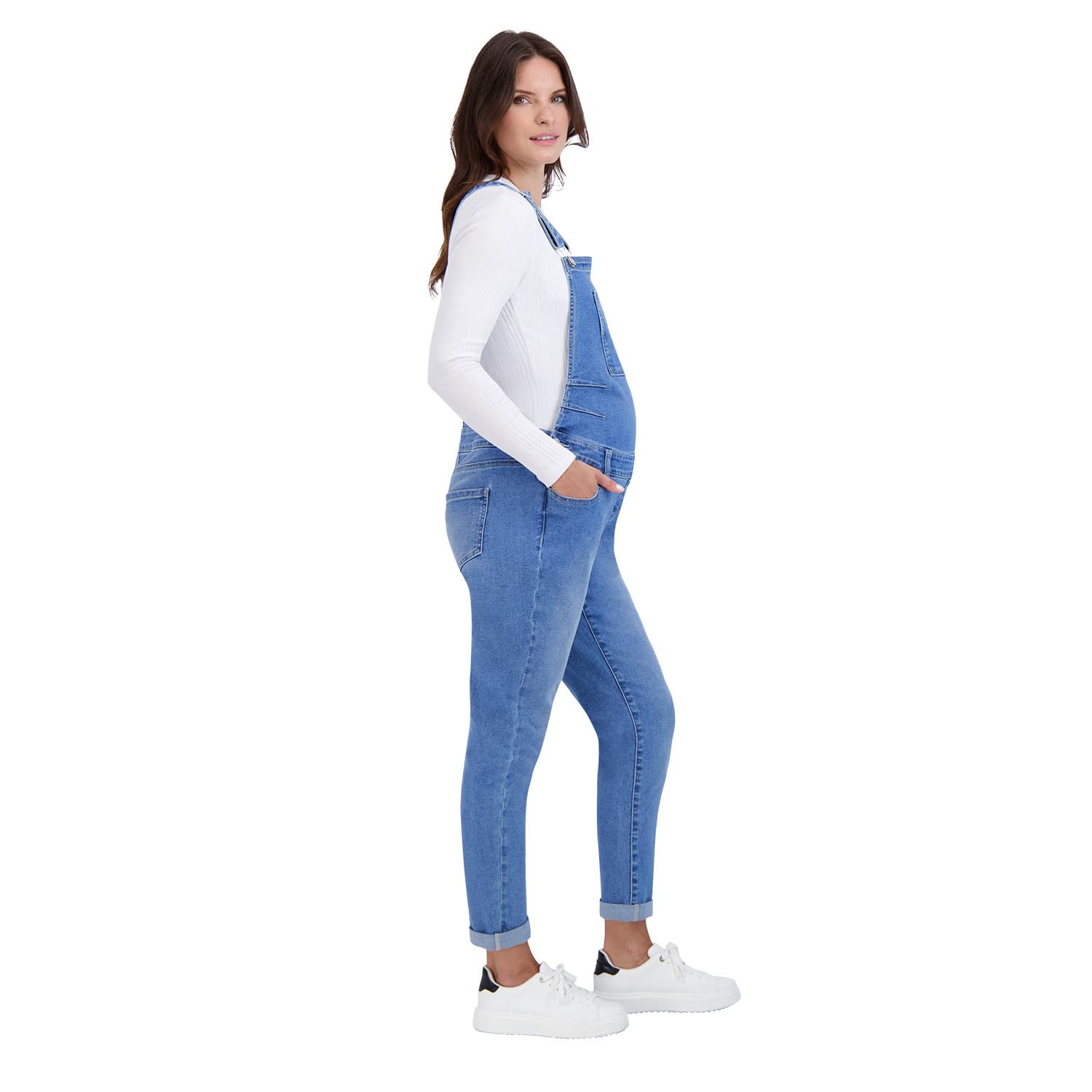 Women’s Maternity Comfy Denim Bib Straight Leg Overalls Women Jumpsuits