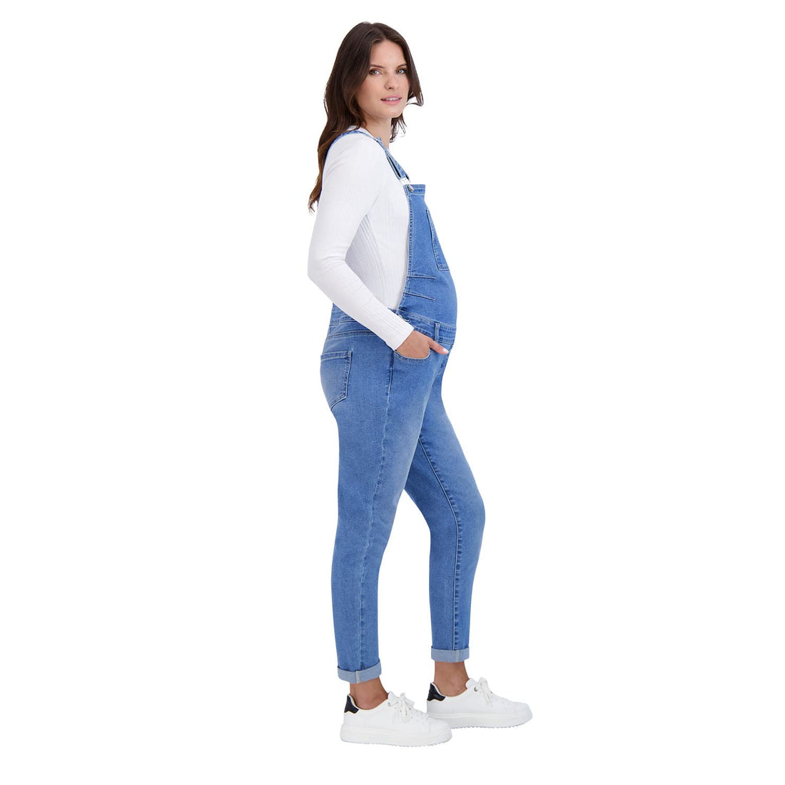 Women’s Maternity Comfy Denim Bib Straight Leg Overalls Women Jumpsuits