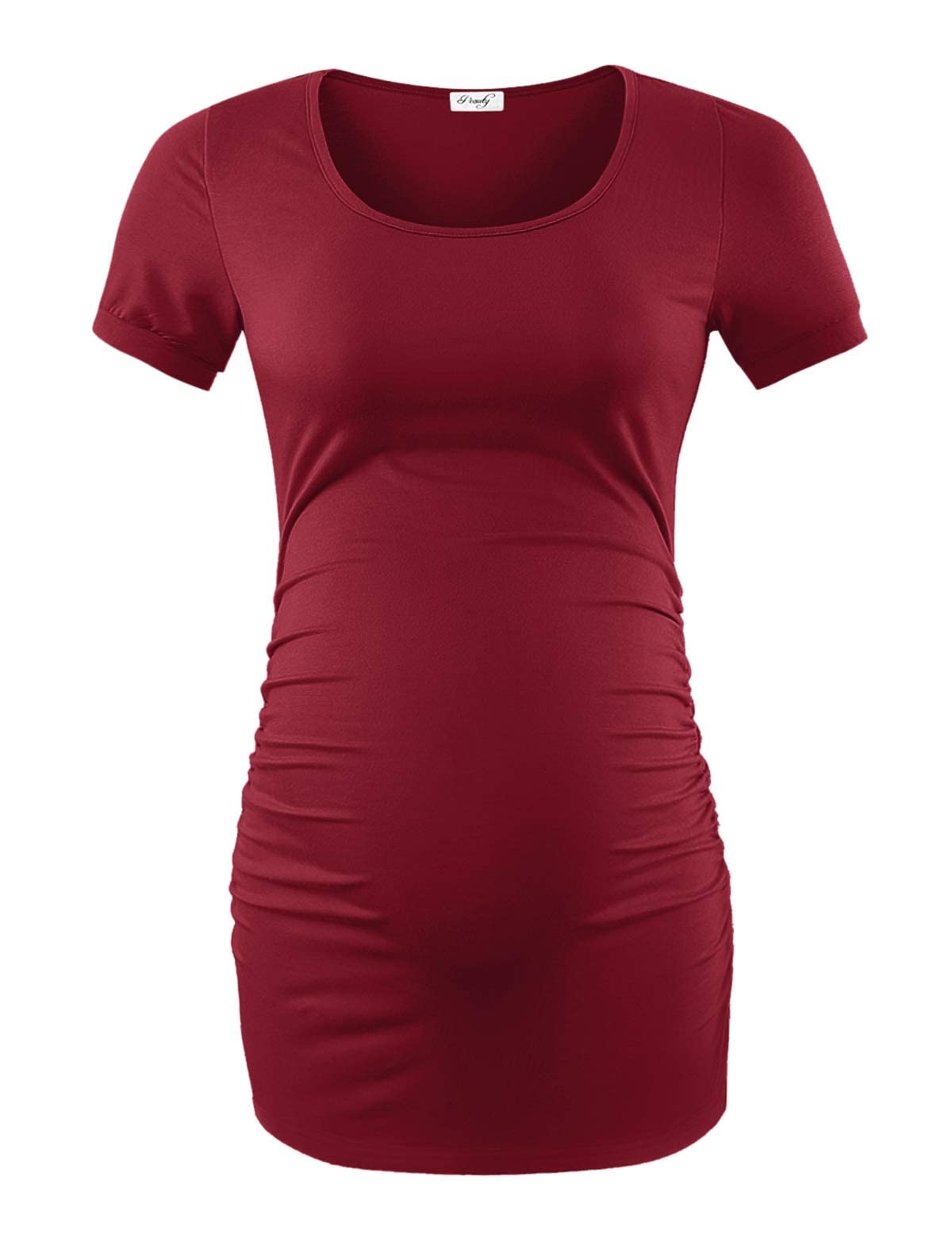 Peauty White Maternity Tops  for Women Side Ruched T Shirts