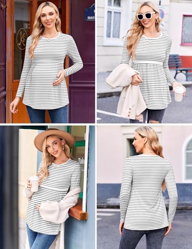 Ekouaer Maternity Shirts 3 Packs Tunic Long Sleeve Tops