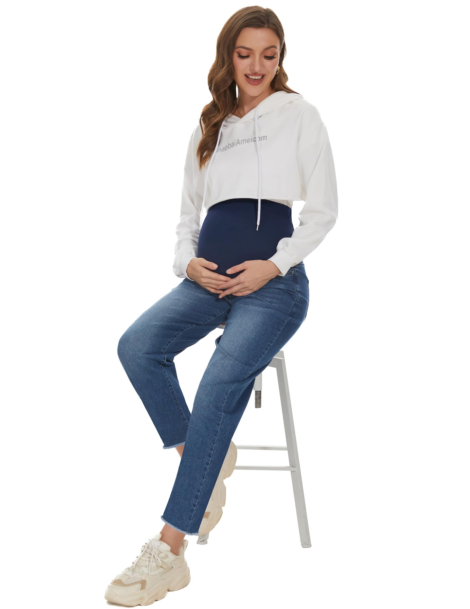 POSHGLAM Women's Maternity Jeans Over Belly Comfy