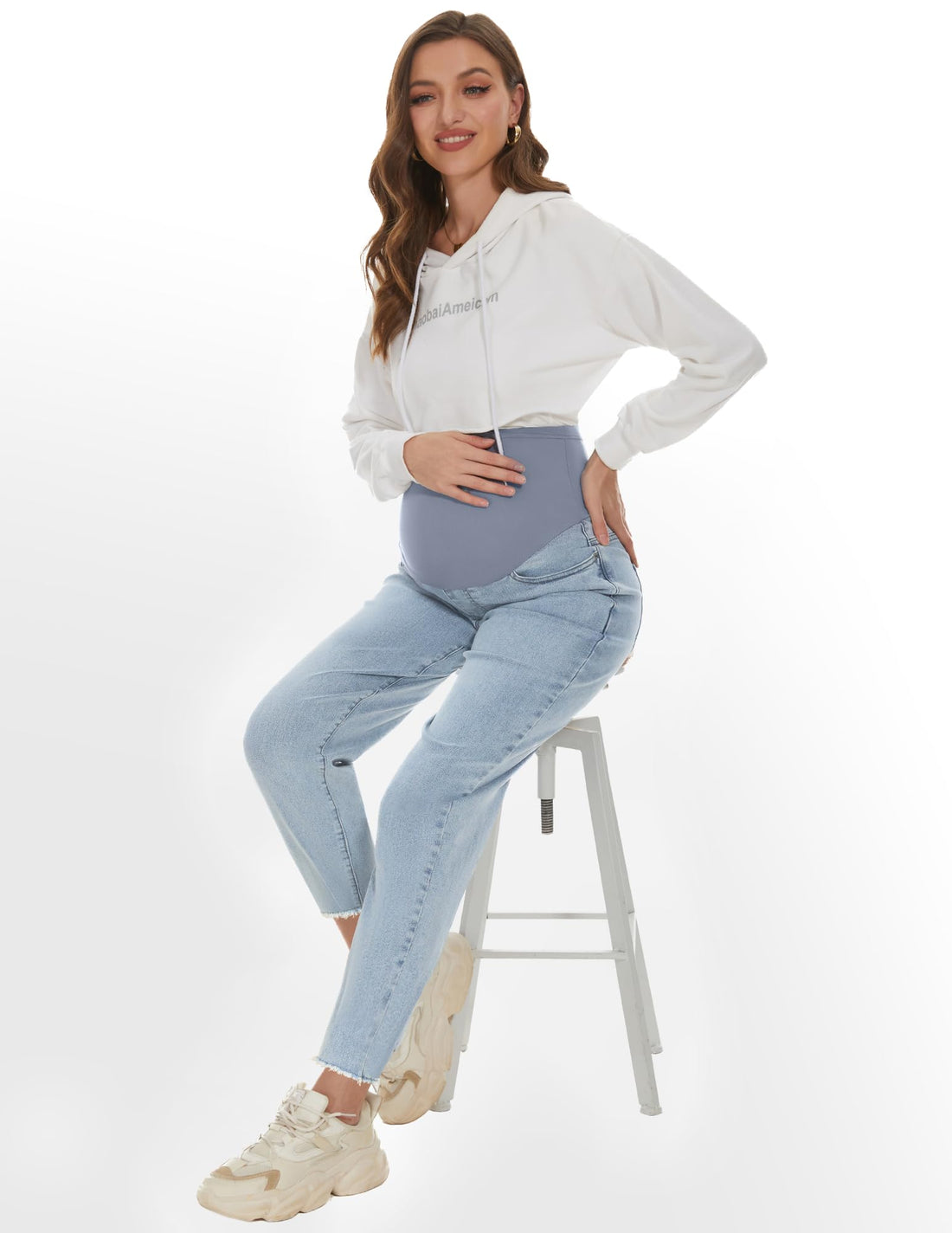 POSHGLAM Women's Maternity Jeans Over Belly Comfy
