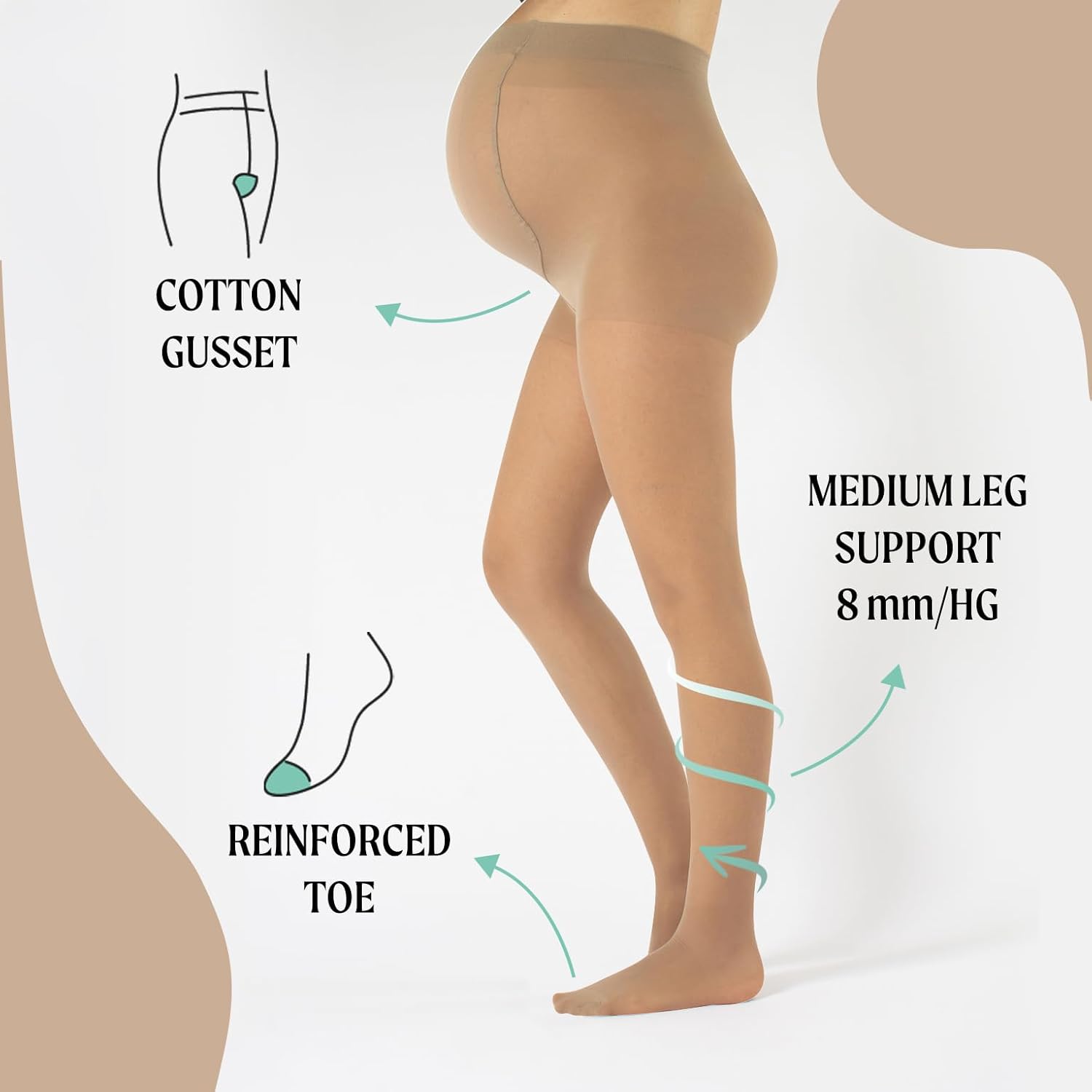 CALZITALY Maternity Pantyhose Stocking with Bellyband