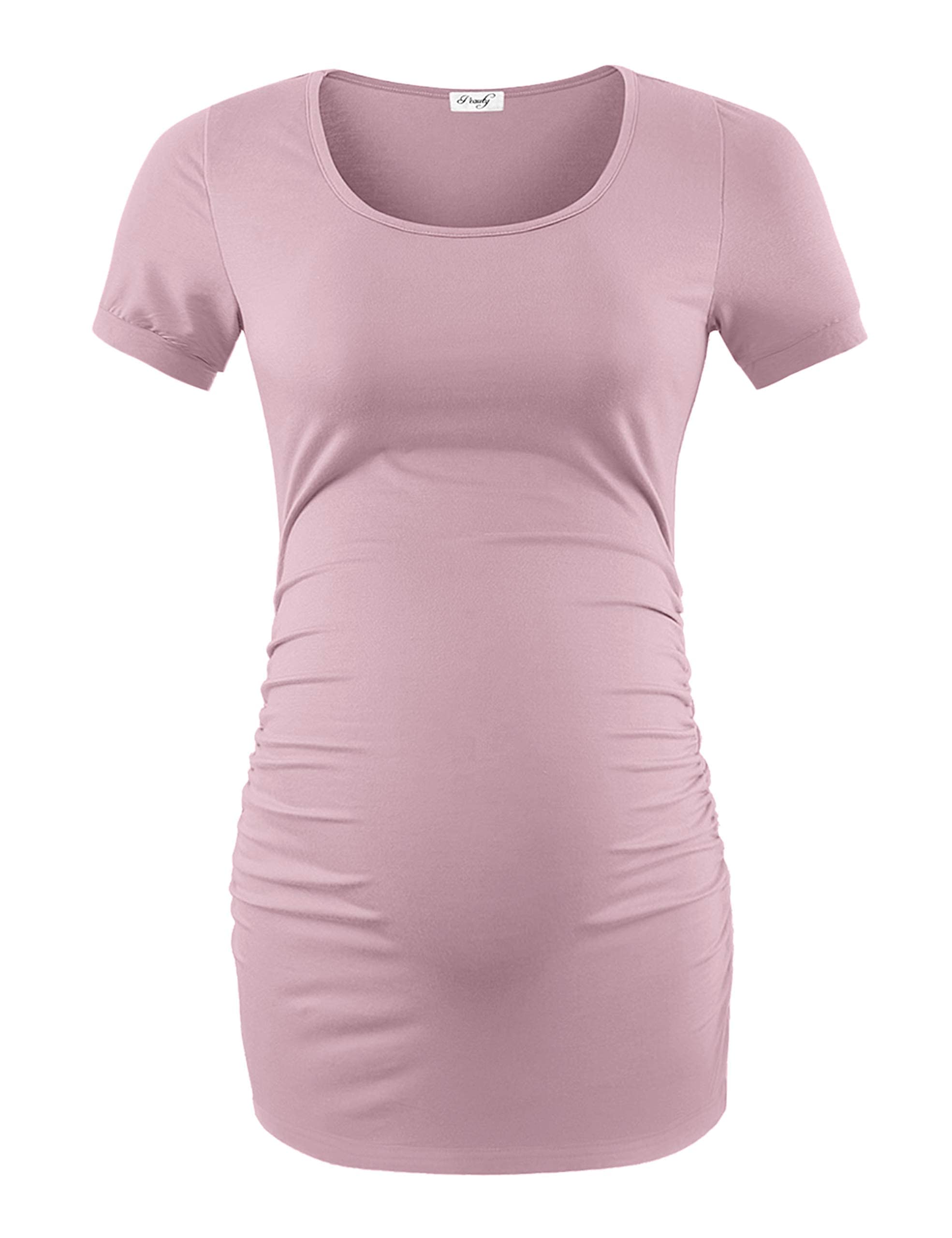 Peauty White Maternity Tops  for Women Side Ruched T Shirts