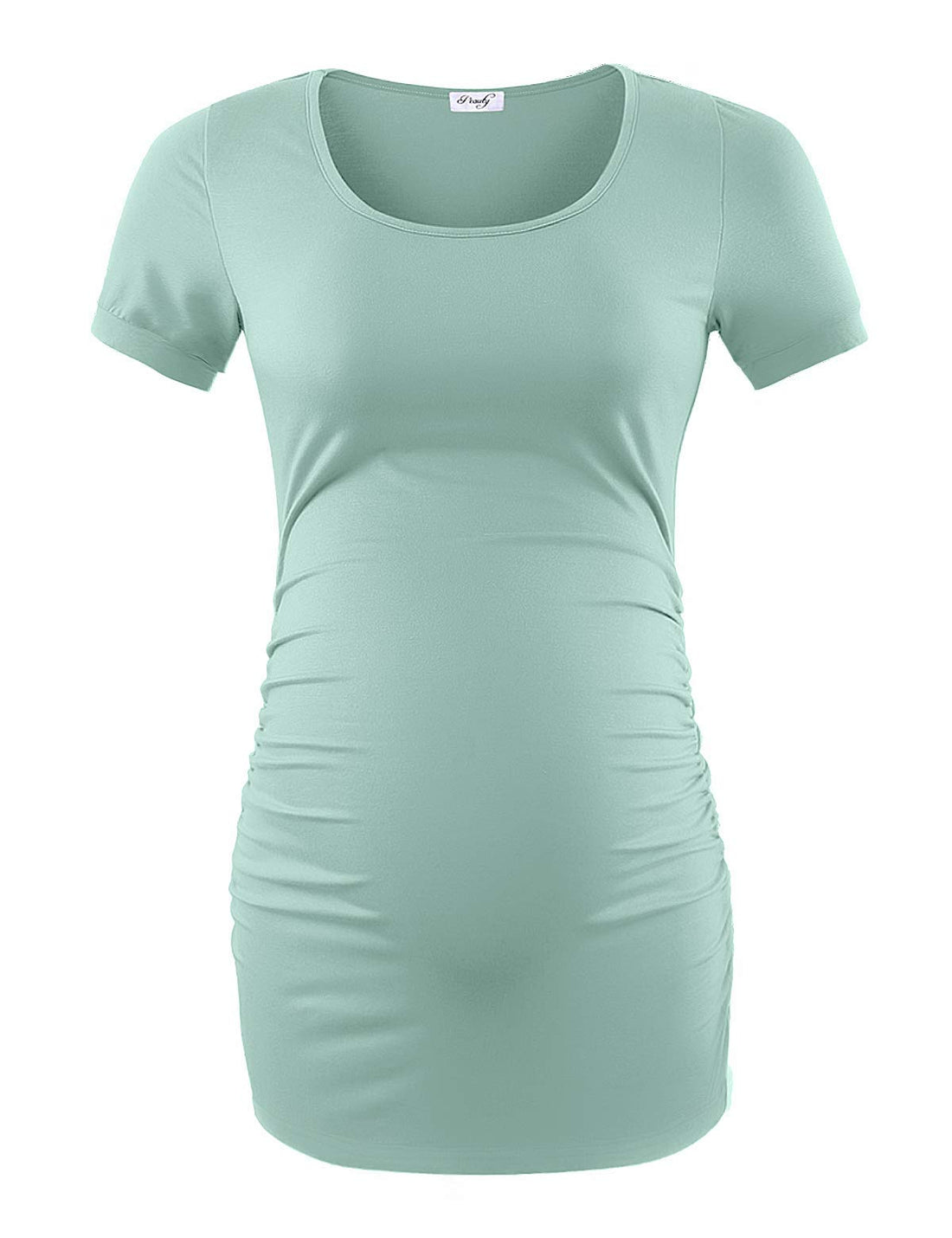 Peauty White Maternity Tops  for Women Side Ruched T Shirts