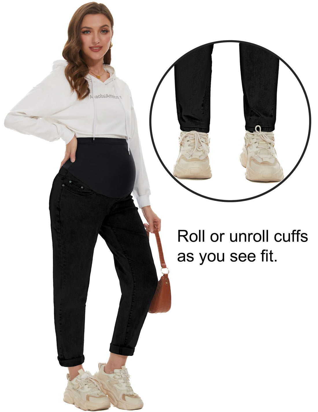 POSHGLAM Women's Maternity Jeans Over Belly Comfy