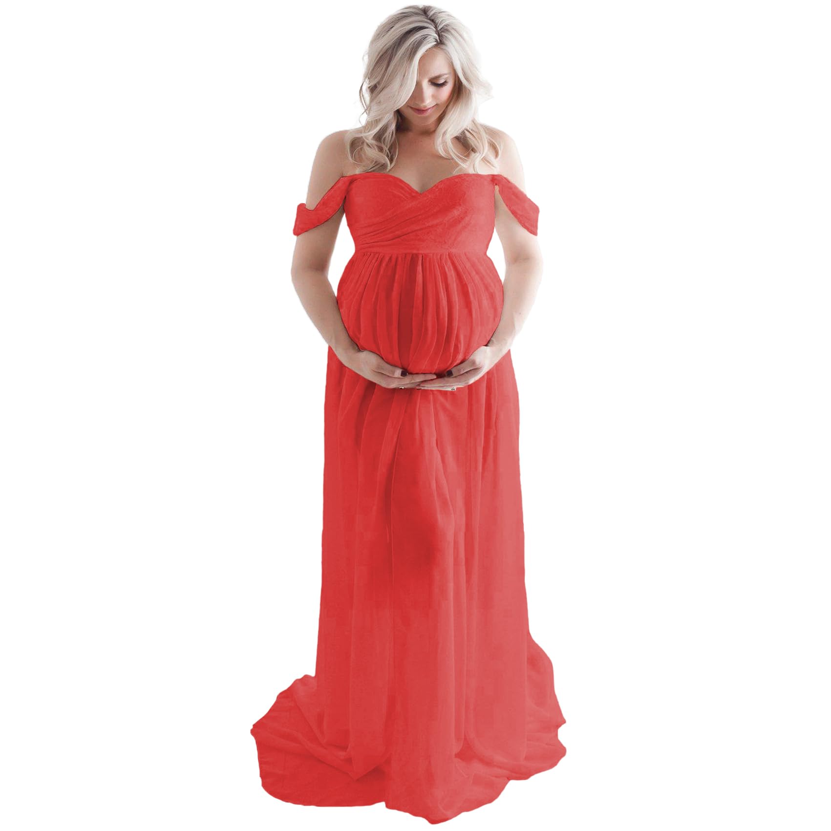 Maternity Dress for Photoshoot Off Shoulder Chiffon Gown  Pregnancy Dresses