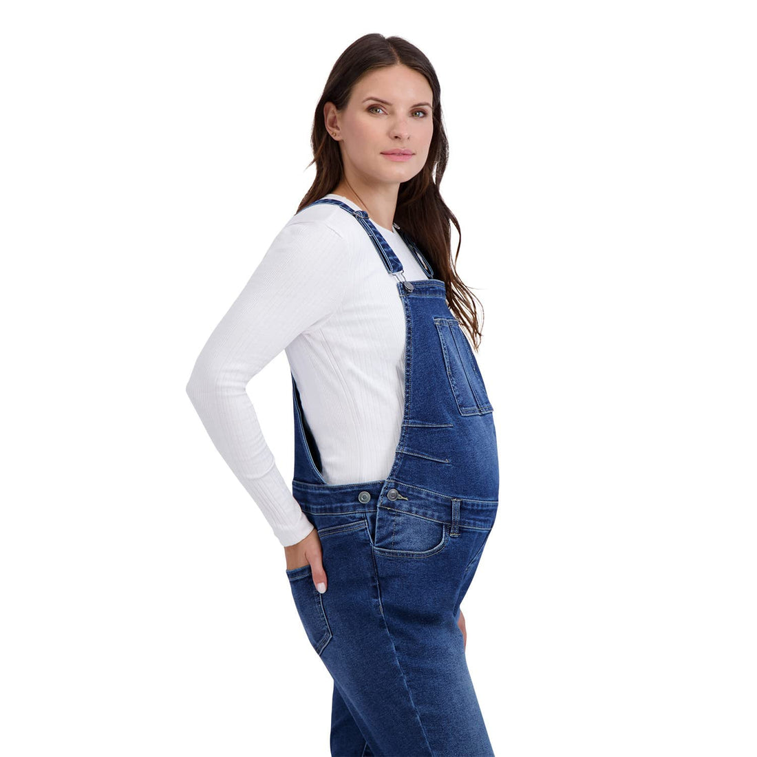 Women’s Maternity Comfy Denim Bib Straight Leg Overalls Women Jumpsuits