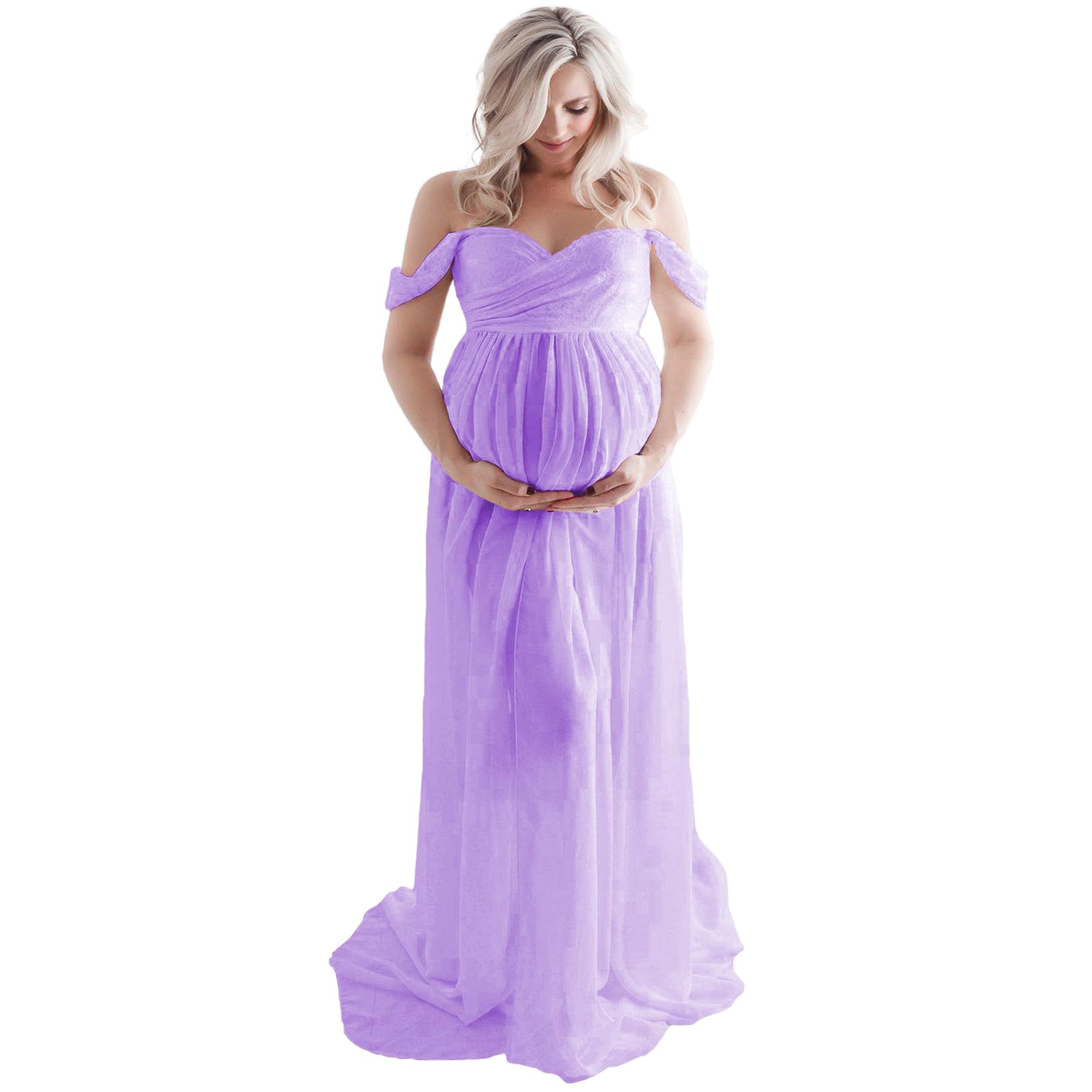 Maternity Dress for Photoshoot Off Shoulder Chiffon Gown  Pregnancy Dresses