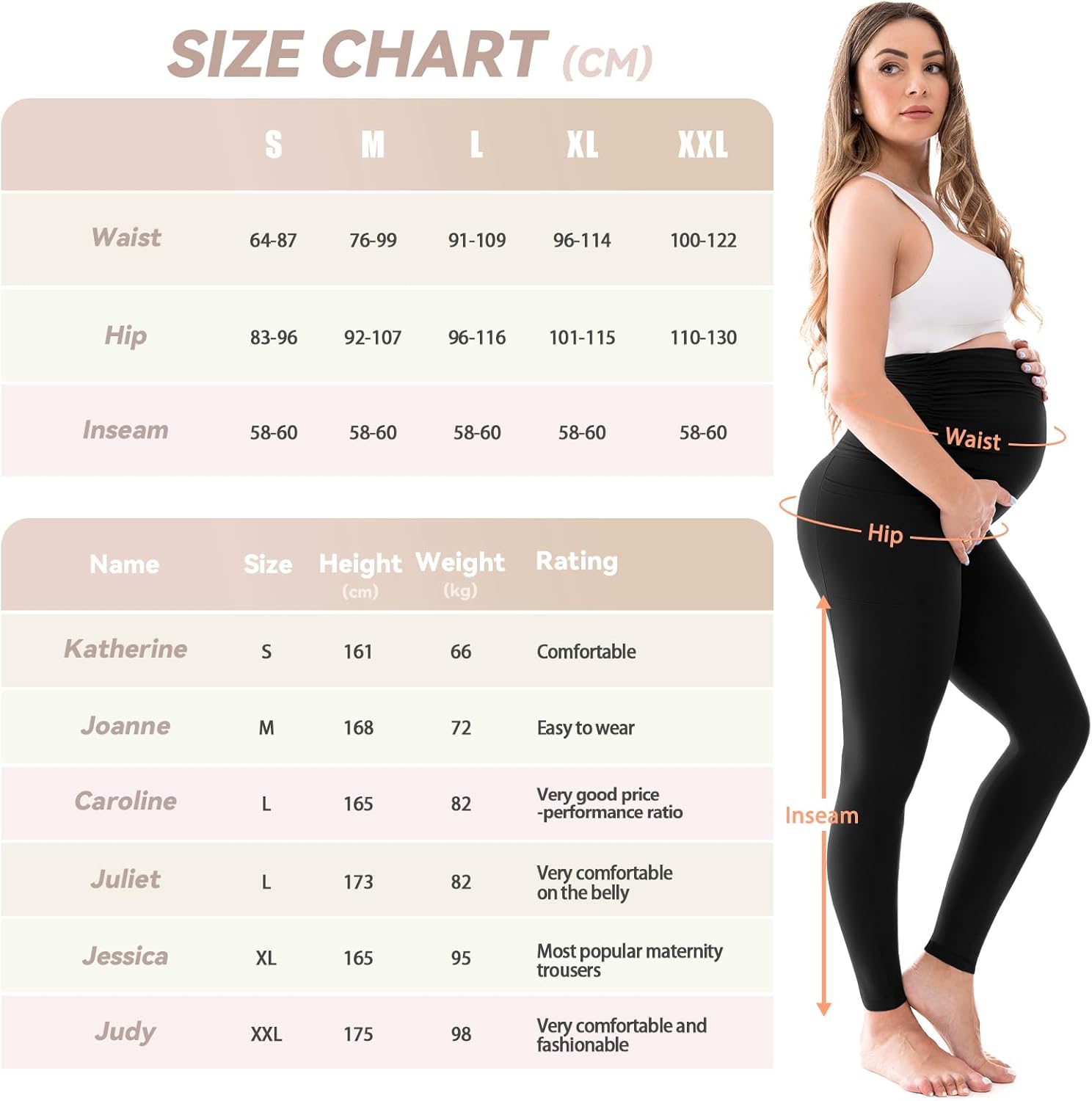 Walifrey Women's Maternity Leggings with Pockets Over The Belly