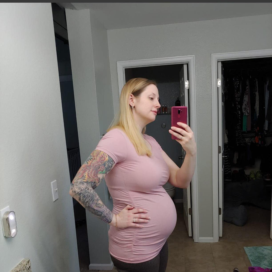 Peauty White Maternity Tops  for Women Side Ruched T Shirts