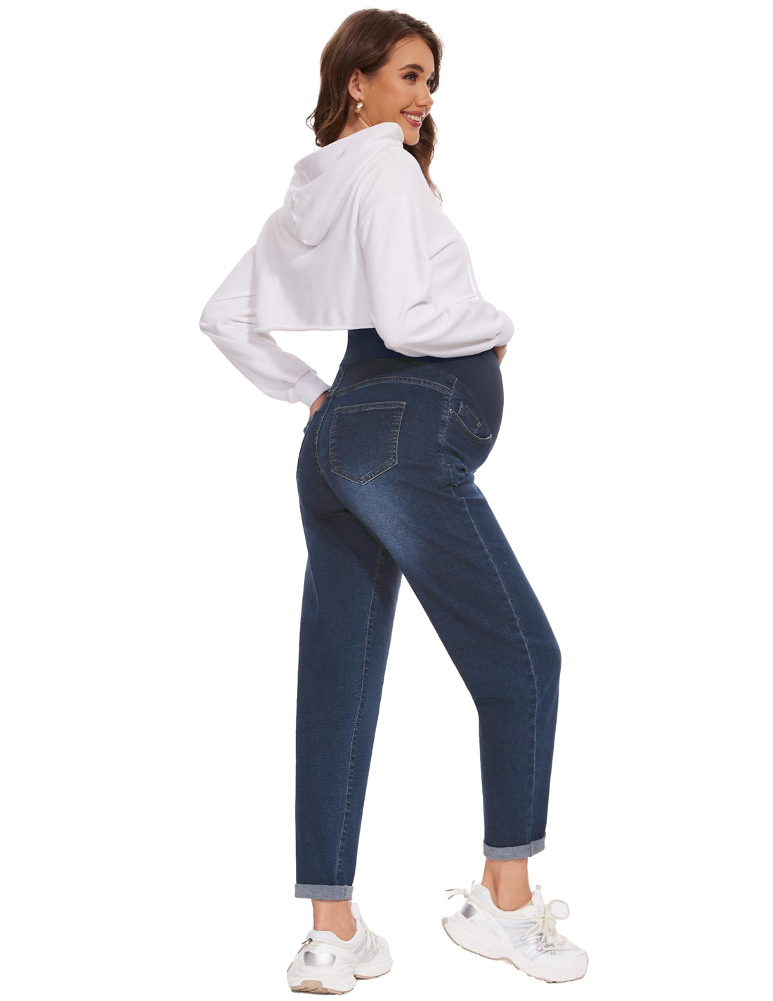 POSHGLAM Women's Maternity Jeans Over Belly Comfy