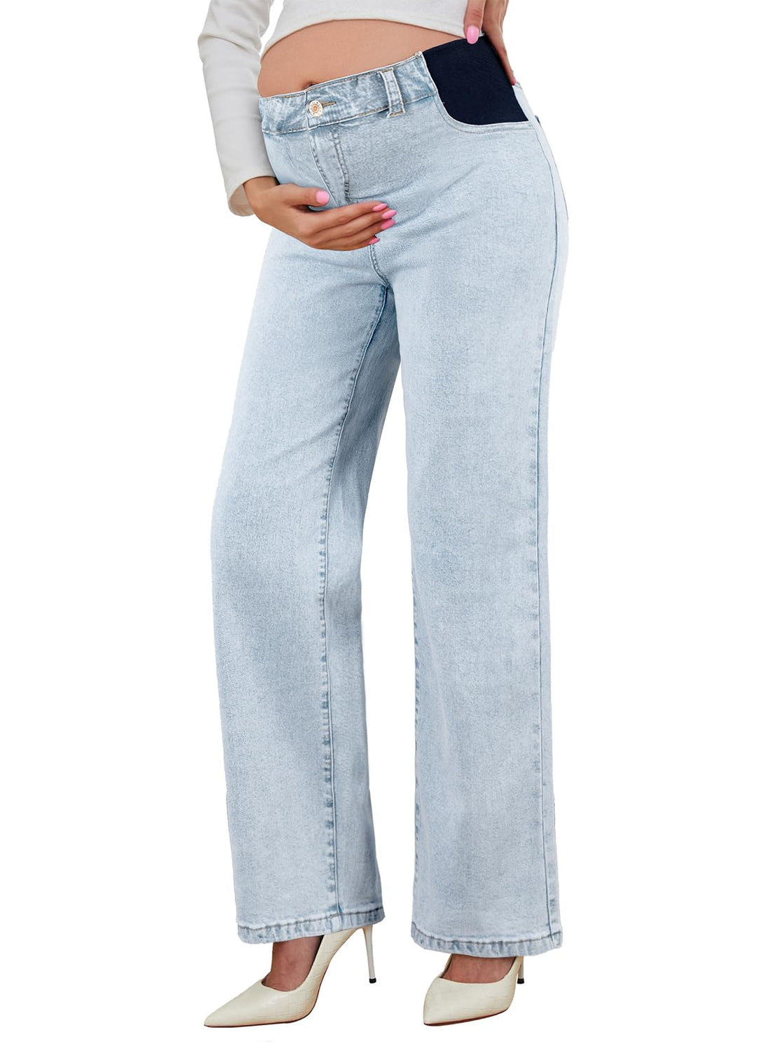 BLENCOT Women's Maternity Pants  with Pockets