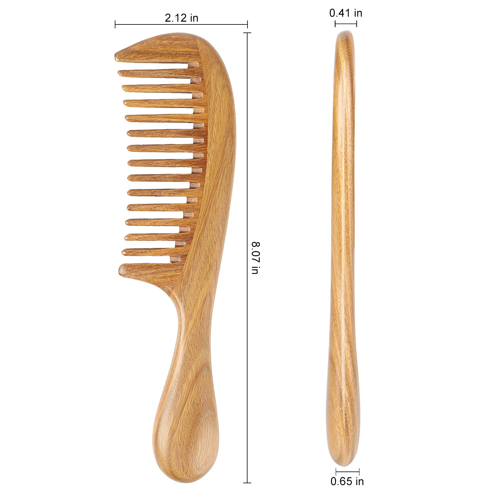 Onedor Handmade 100% Natural Green Sandalwood Hair Combs