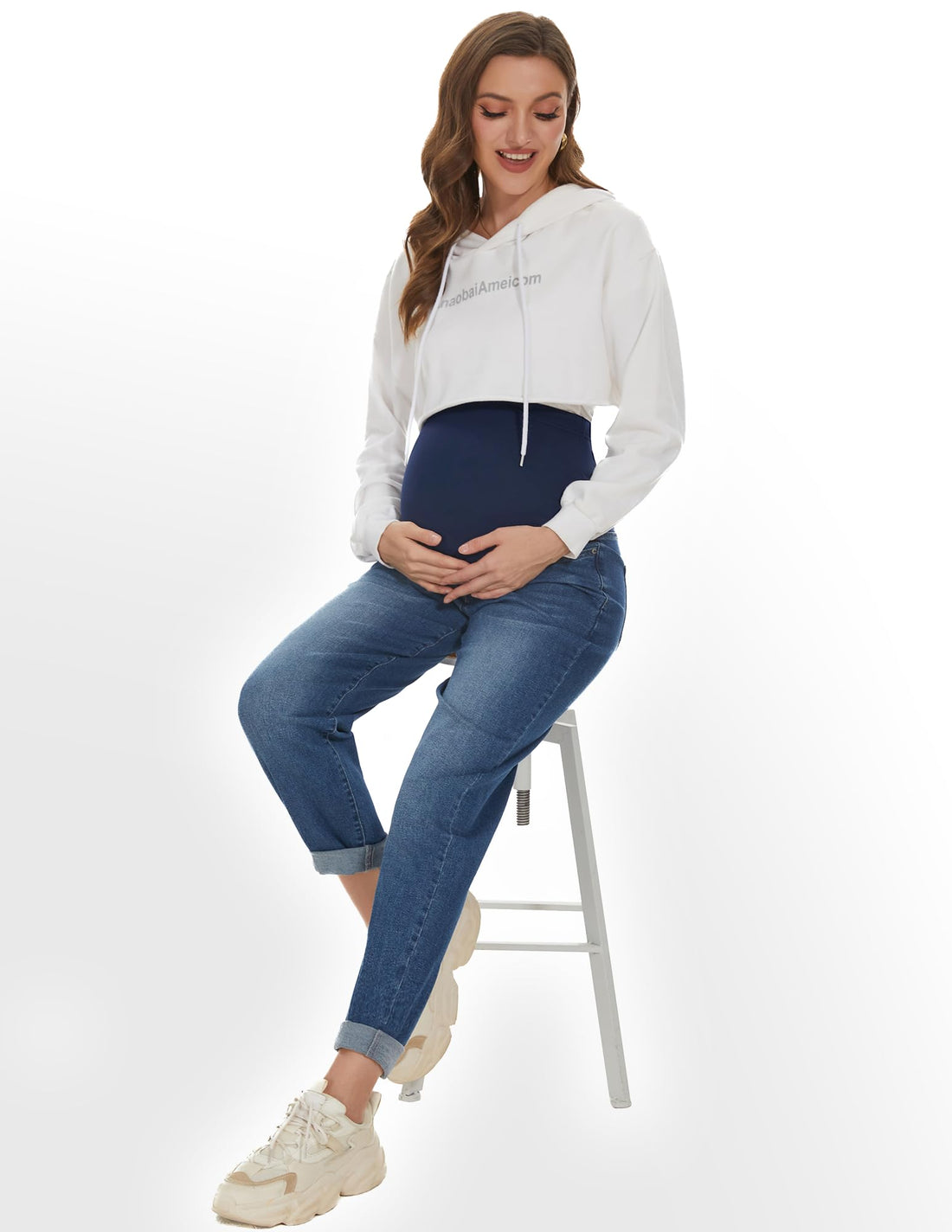POSHGLAM Women's Maternity Jeans Over Belly Comfy
