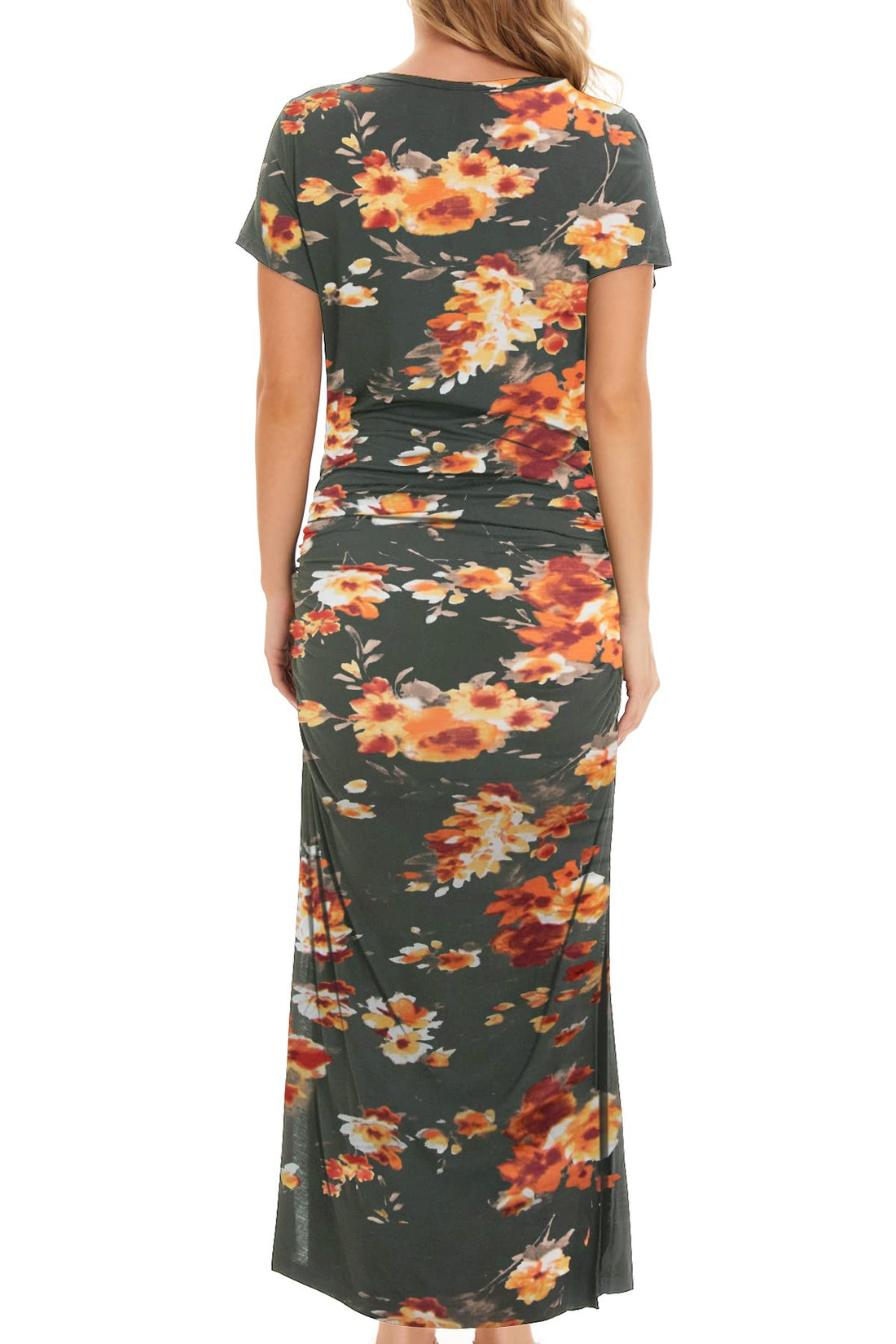 Smallshow Women's Split Long Maternity Dress Short Sleeve