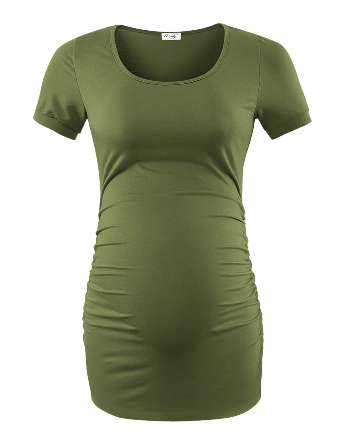 Peauty White Maternity Tops  for Women Side Ruched T Shirts