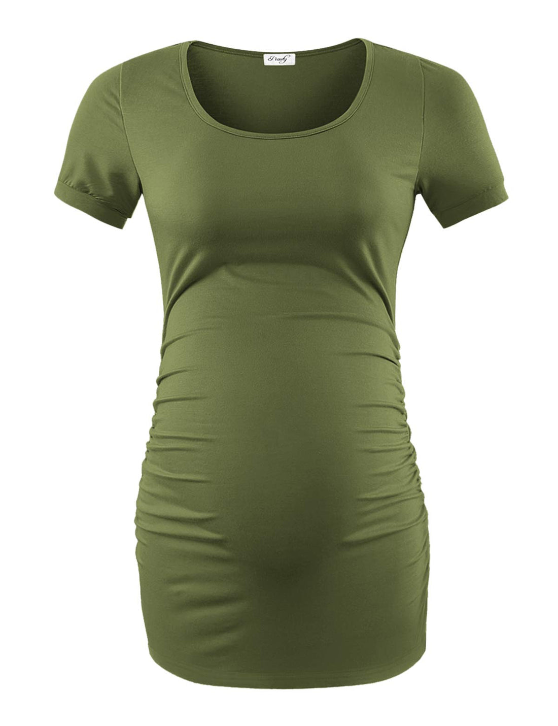 Peauty White Maternity Tops  for Women Side Ruched T Shirts