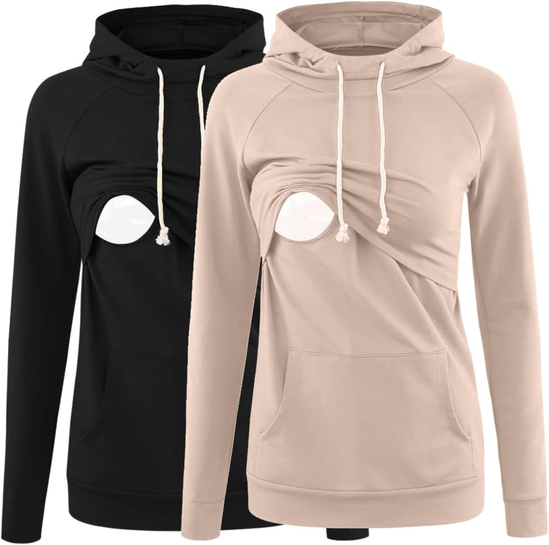 Liu & Qu Womens Nursing Hoodie Long Sleeves Sweatshirt