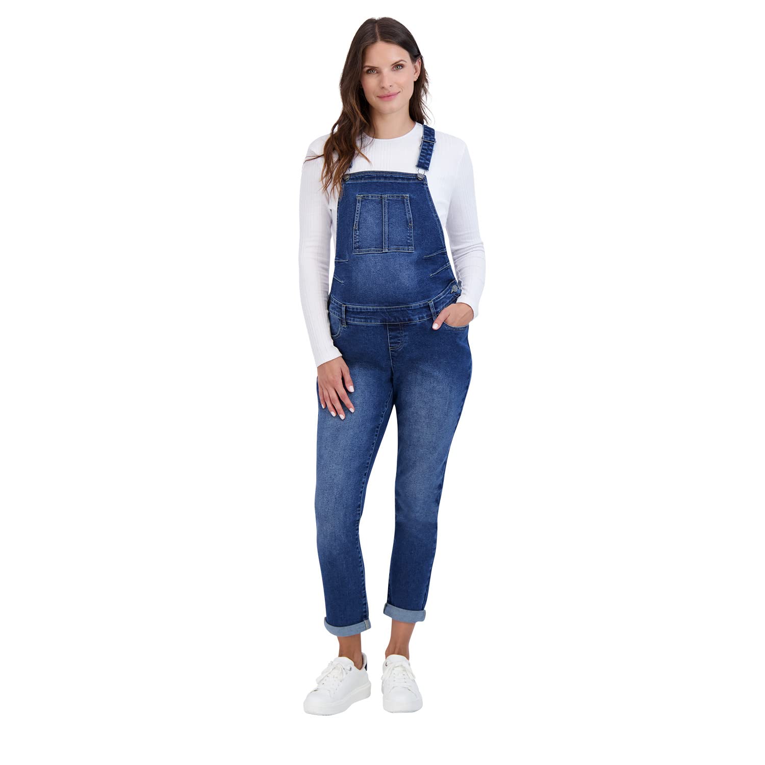 Women’s Maternity Comfy Denim Bib Straight Leg Overalls Women Jumpsuits