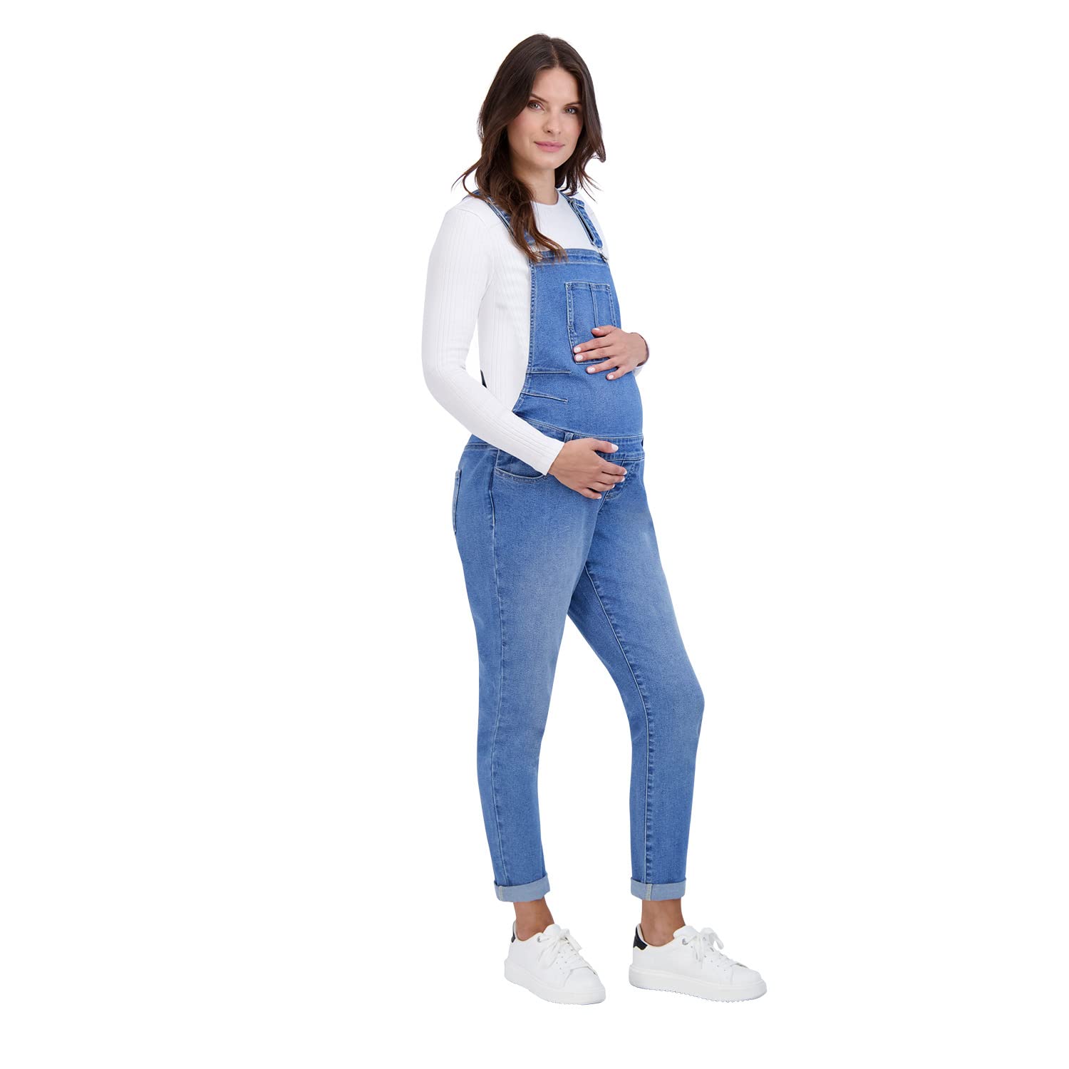 Women’s Maternity Comfy Denim Bib Straight Leg Overalls Women Jumpsuits