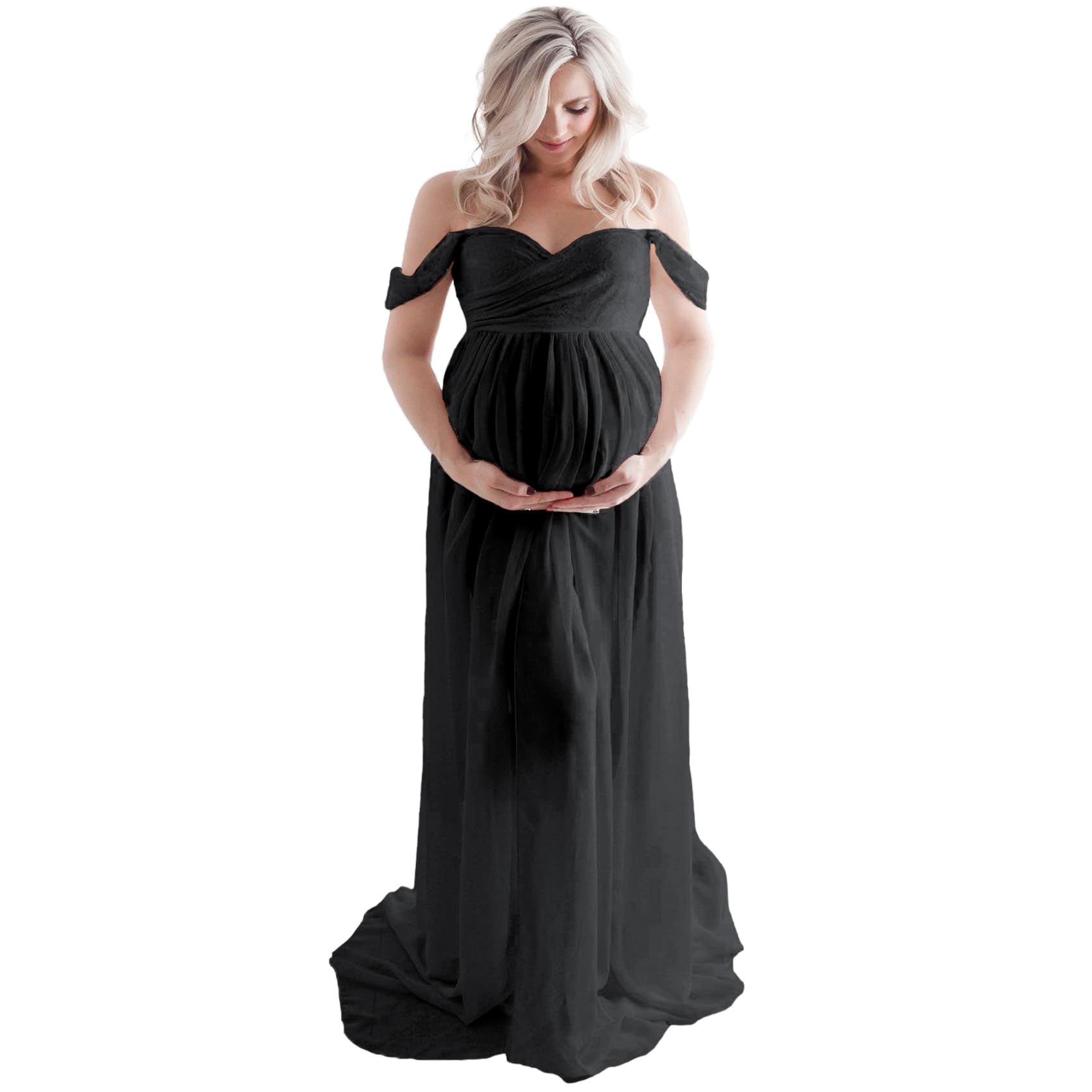 Maternity Dress for Photoshoot Off Shoulder Chiffon Gown  Pregnancy Dresses