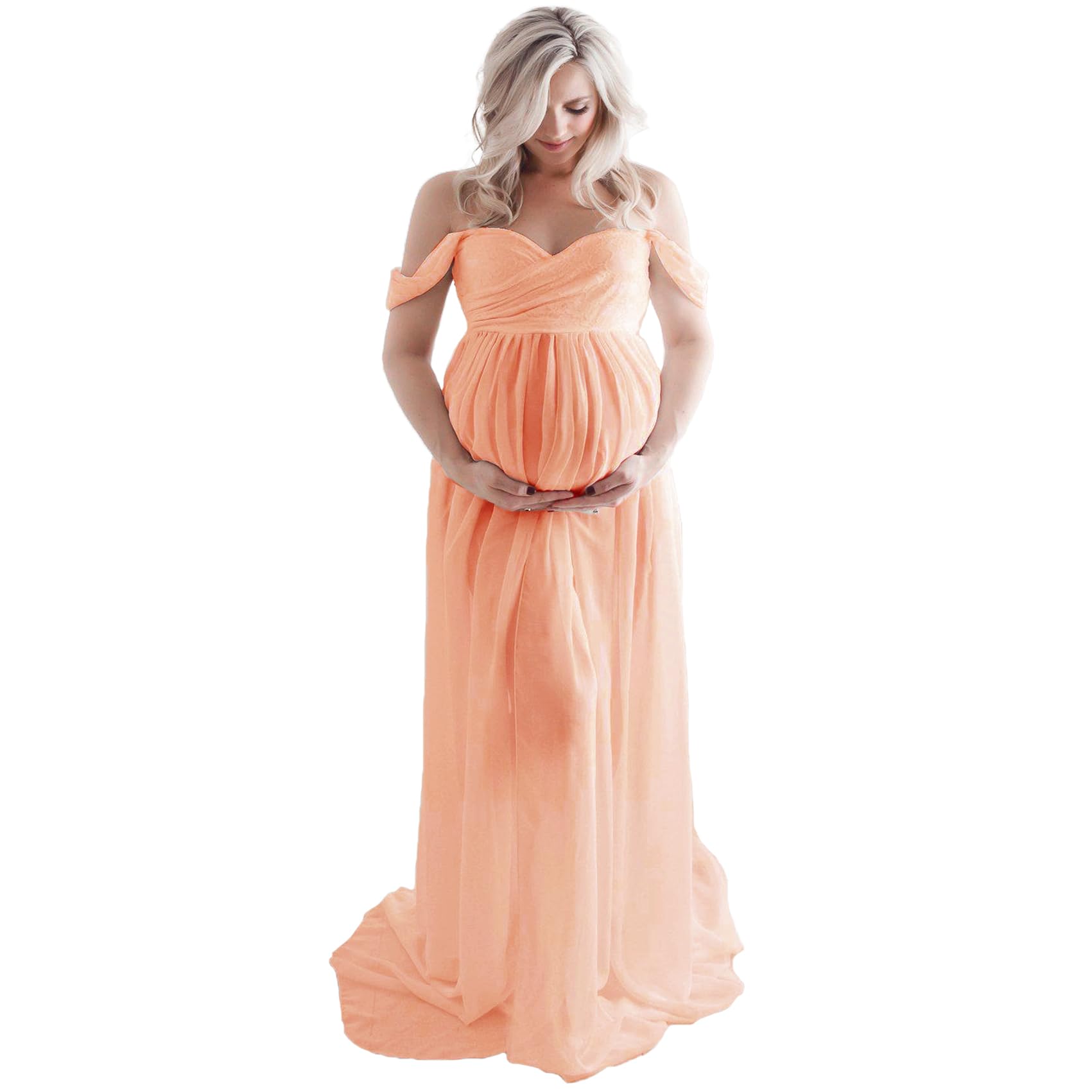 Maternity Dress for Photoshoot Off Shoulder Chiffon Gown  Pregnancy Dresses