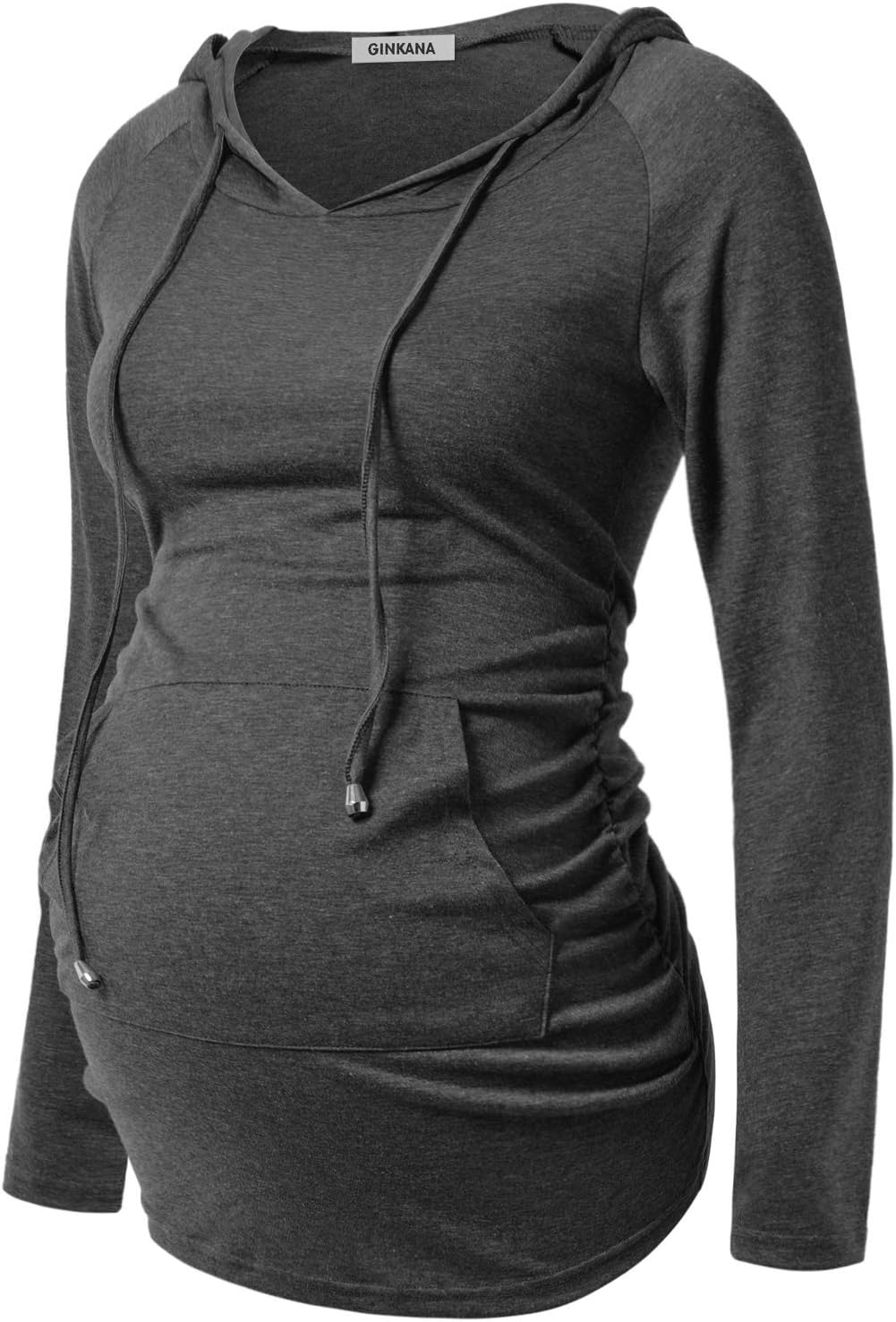GINKANA Maternity Hoodie Long Sleeves Shirts Casual Maternity Top