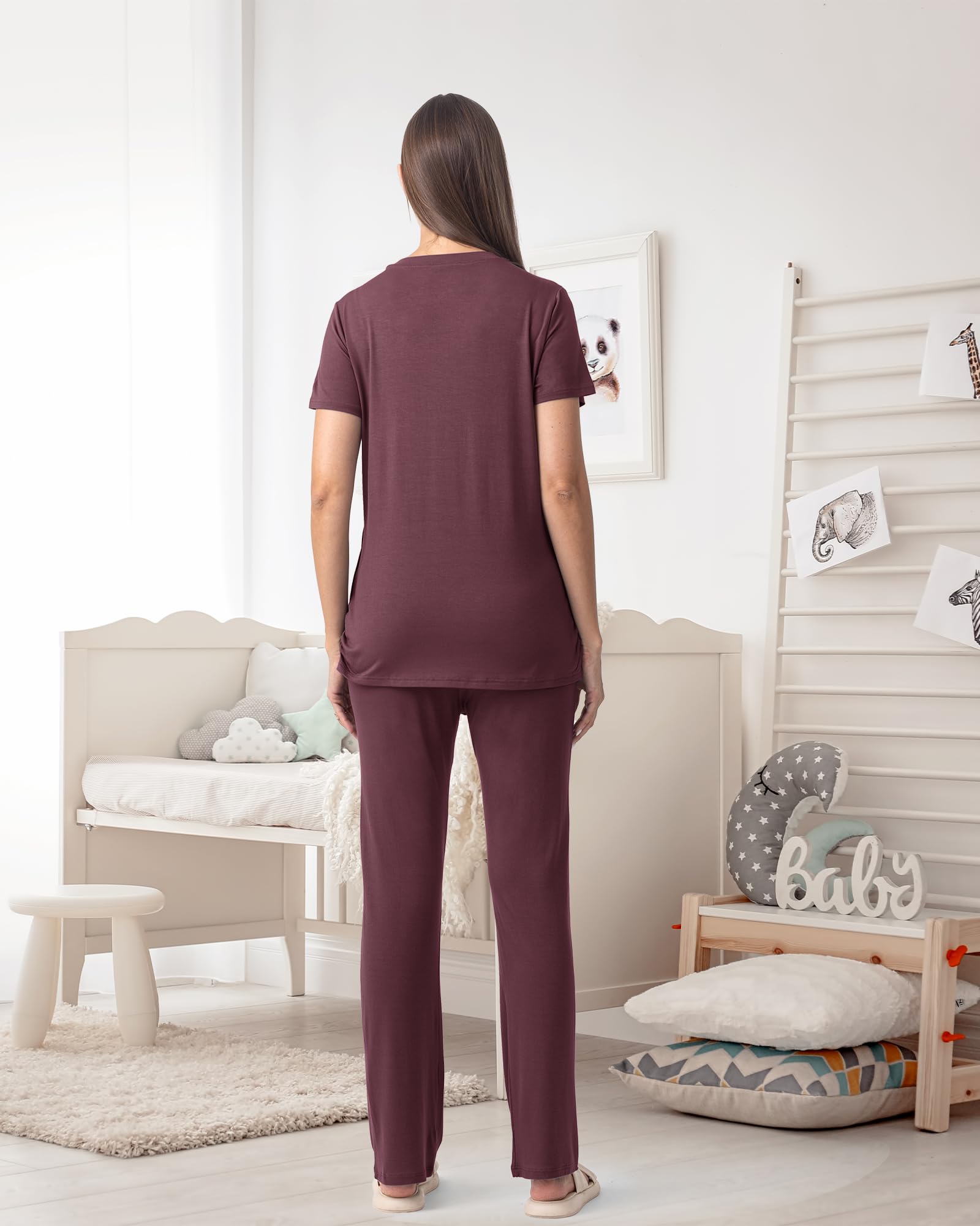 Rnxrbb 3 Piece Women's Maternity Nursing Pajamas Set