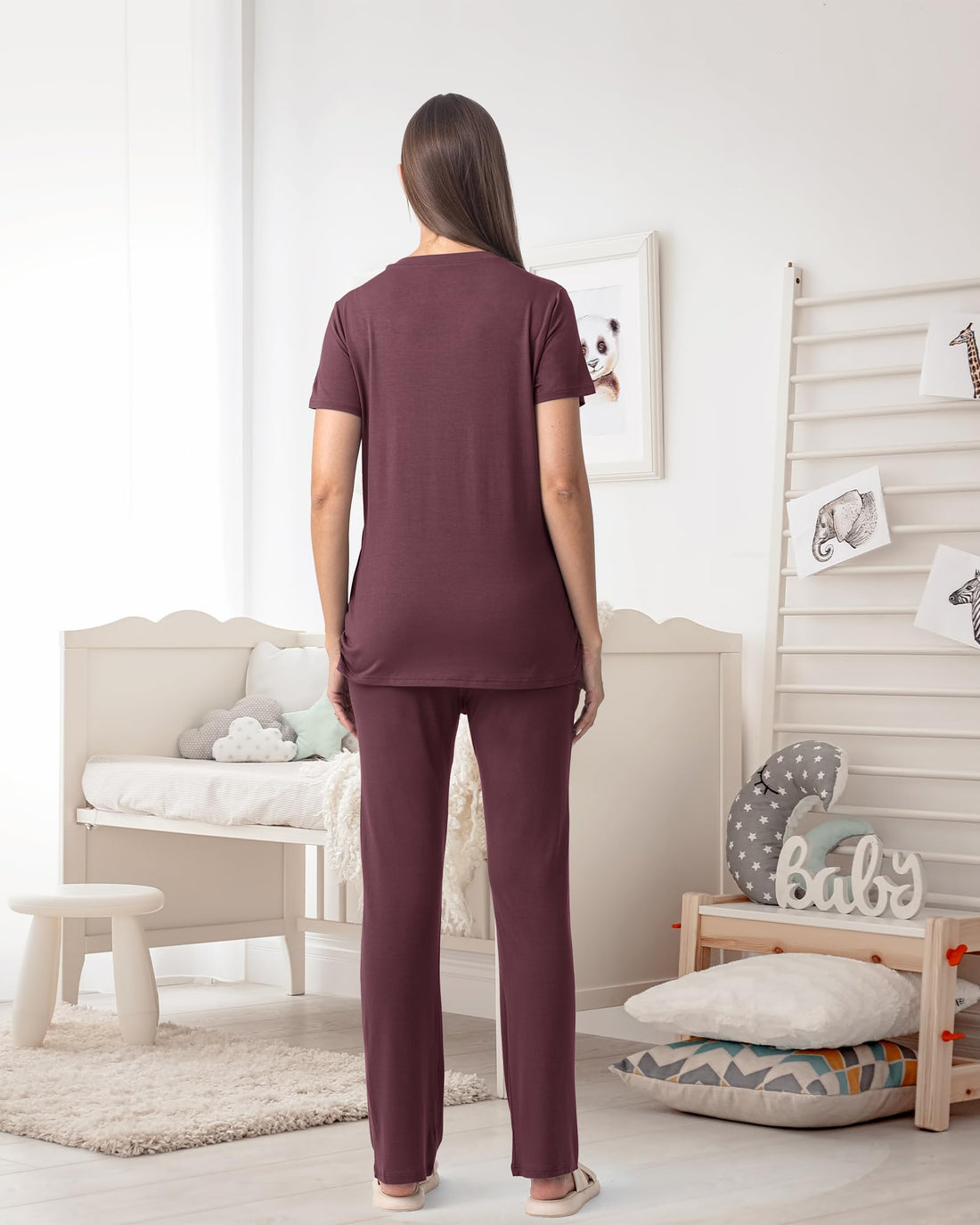 Rnxrbb 3 Piece Women's Maternity Nursing Pajamas Set