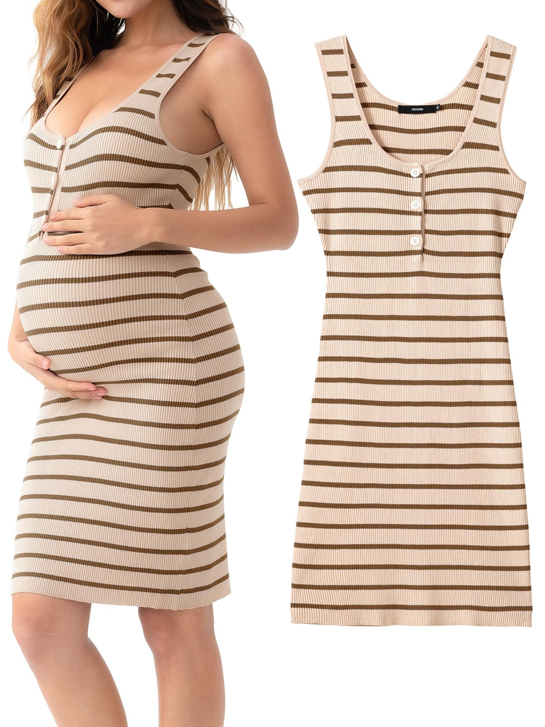 Rnxrbb Stripe Button Maternity Dress