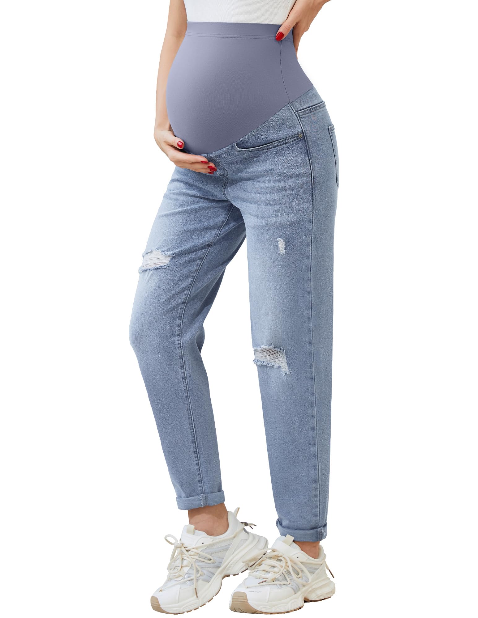 POSHGLAM Women's Maternity Jeans Over Belly Comfy