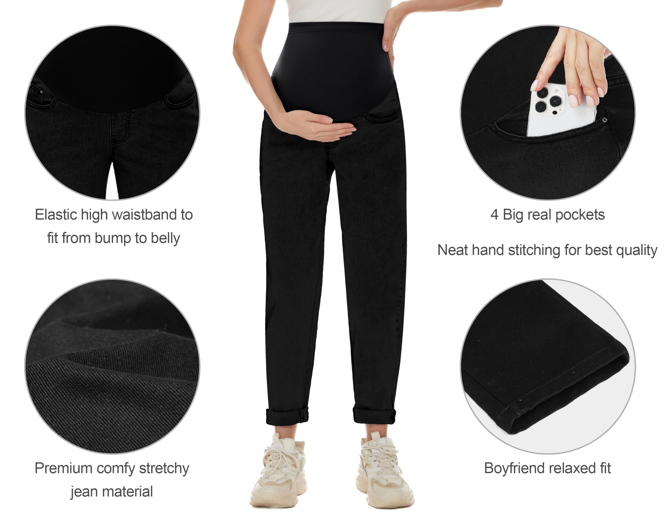 POSHGLAM Women's Maternity Jeans Over Belly Comfy