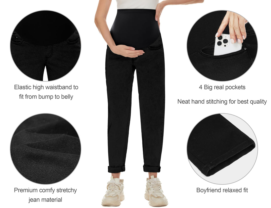 POSHGLAM Women's Maternity Jeans Over Belly Comfy