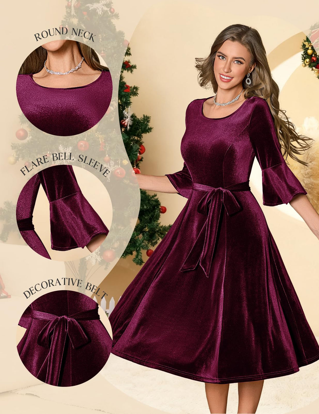 Plus Size Vintage Red Velvet Christmas Party Dress