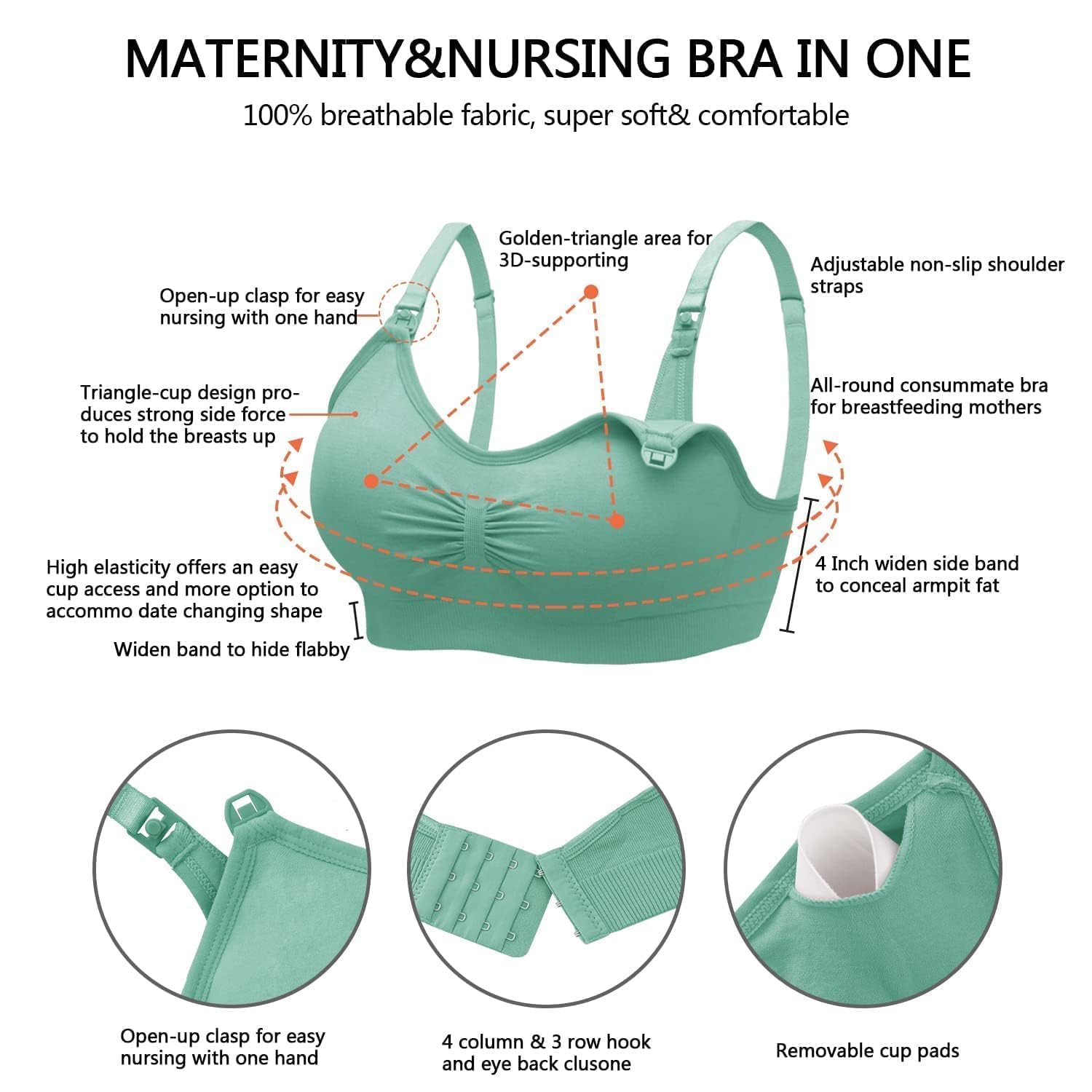 Angelhood 5 Pack Womens Maternity Breastfeeding Nursing  Bra