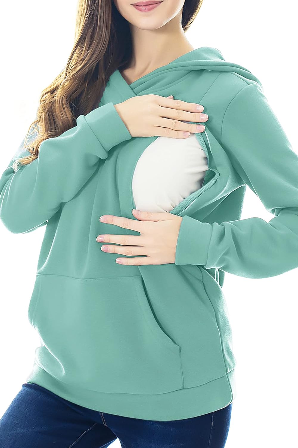Smallshow Women's Fleece Maternity Nursing Sweatshirt