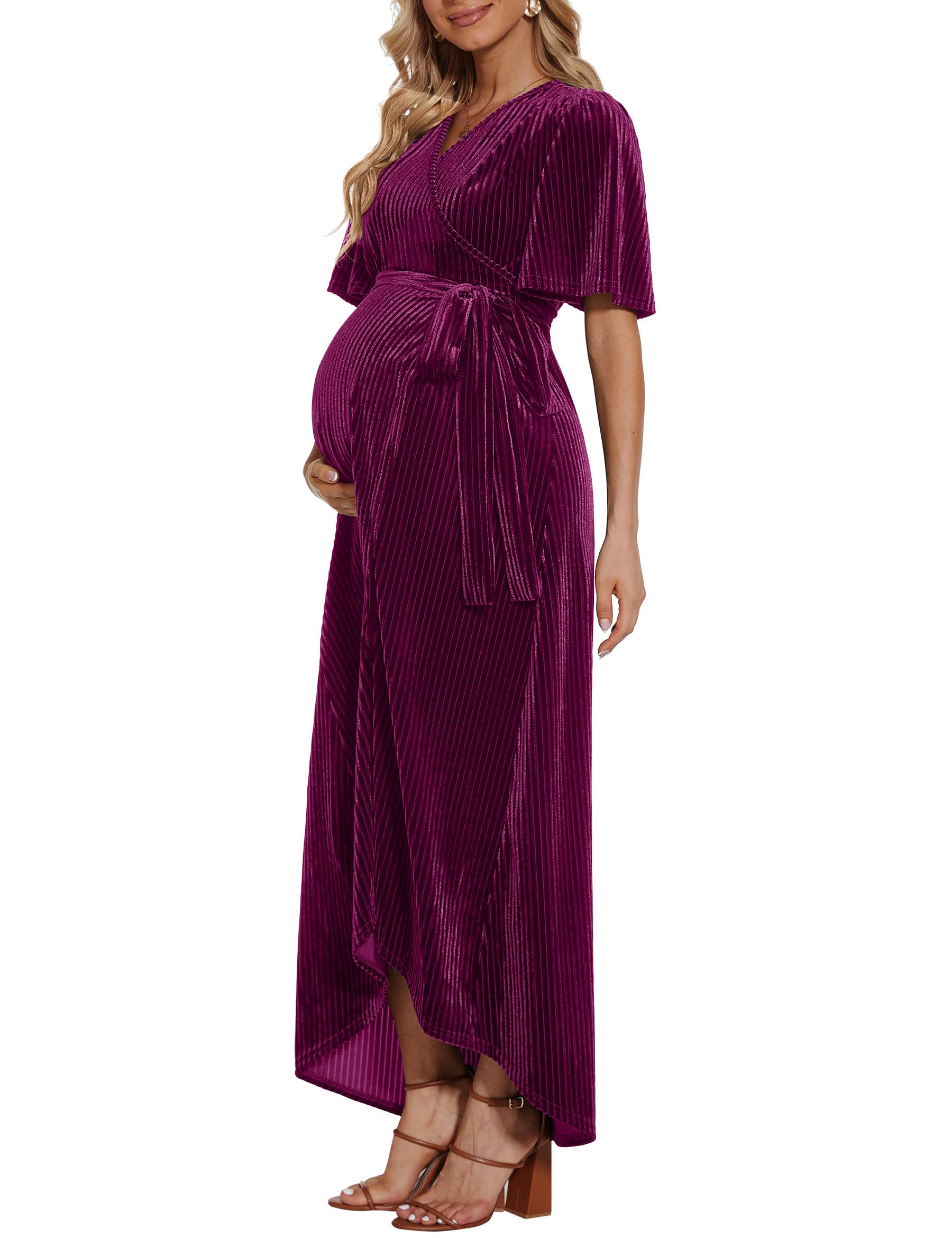 Rheane Maternity Velvet Dress Maternity Dress for Photoshoot