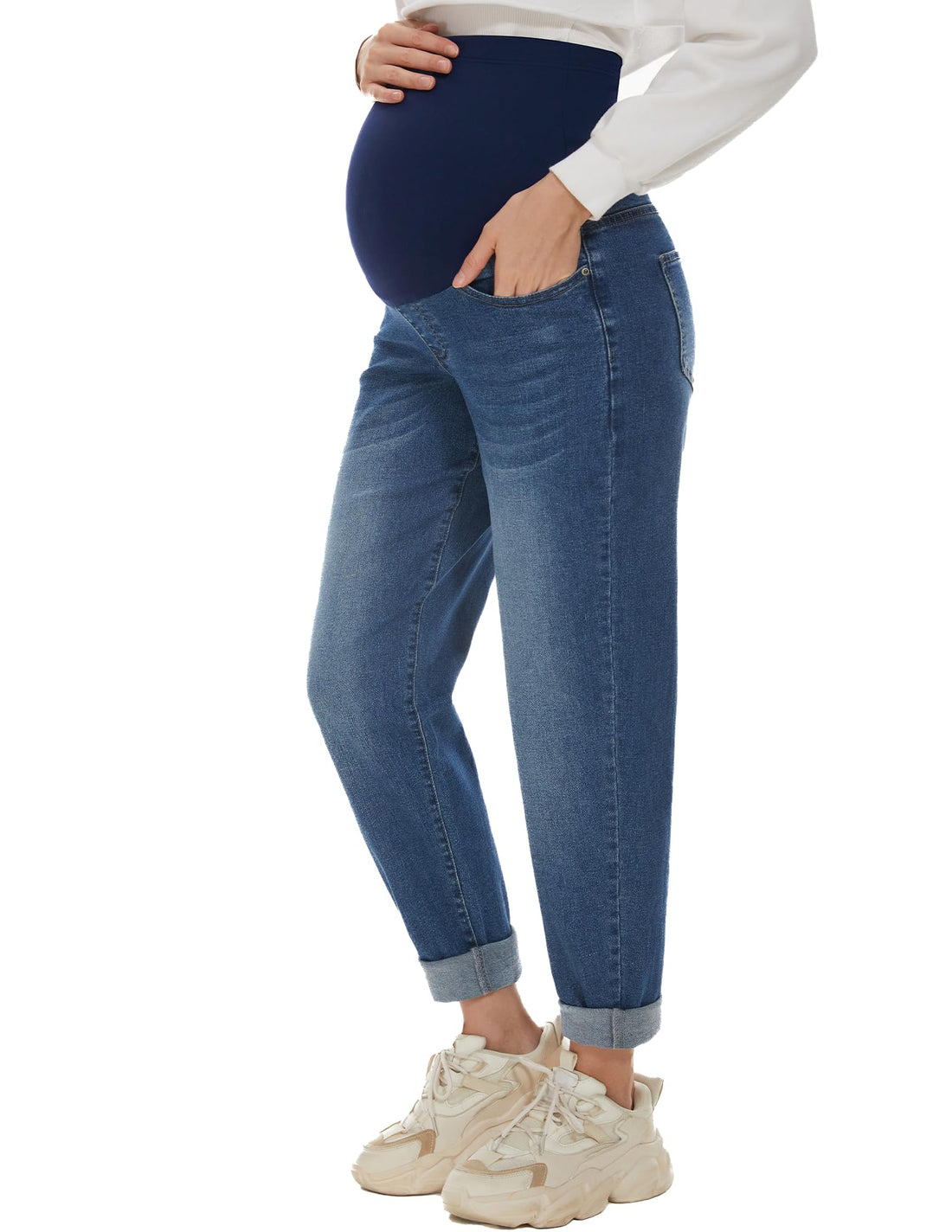 POSHGLAM Women's Maternity Jeans Over Belly Comfy