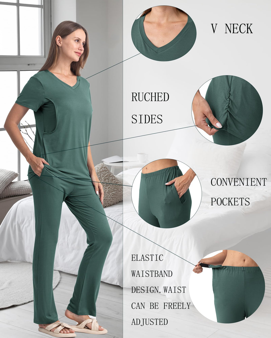 Rnxrbb 3 Piece Women's Maternity Nursing Pajamas Set