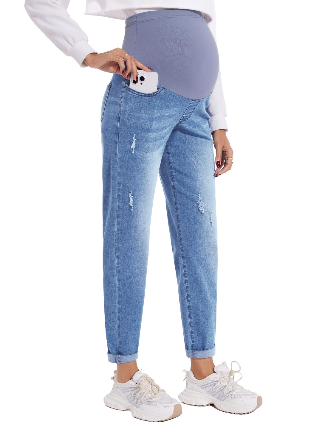 POSHGLAM Women's Maternity Jeans Over Belly Comfy