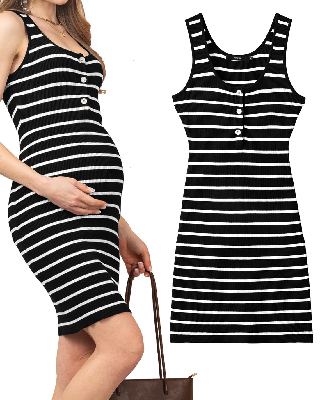 Rnxrbb Stripe Button Maternity Dress