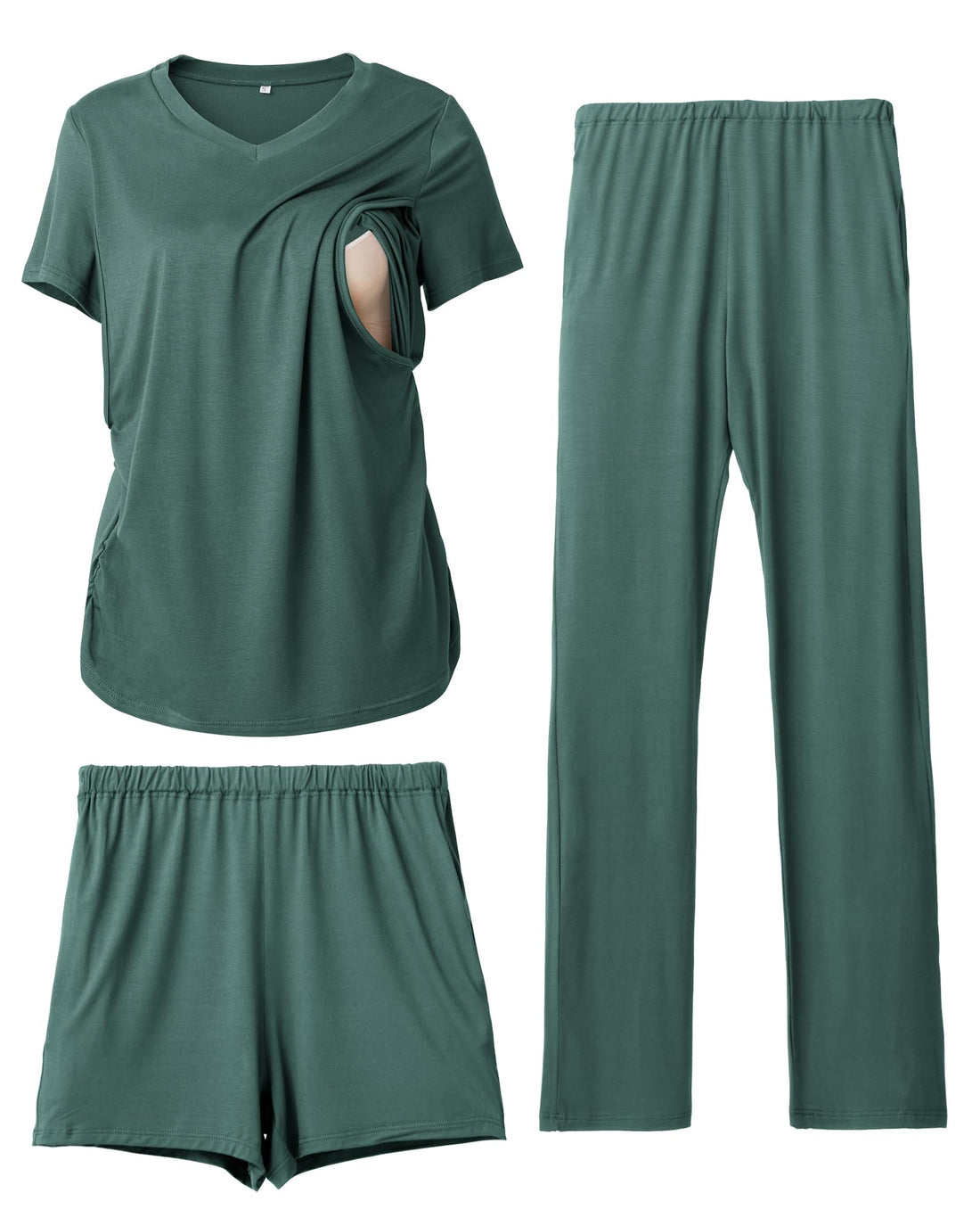 Rnxrbb 3 Piece Women's Maternity Nursing Pajamas Set