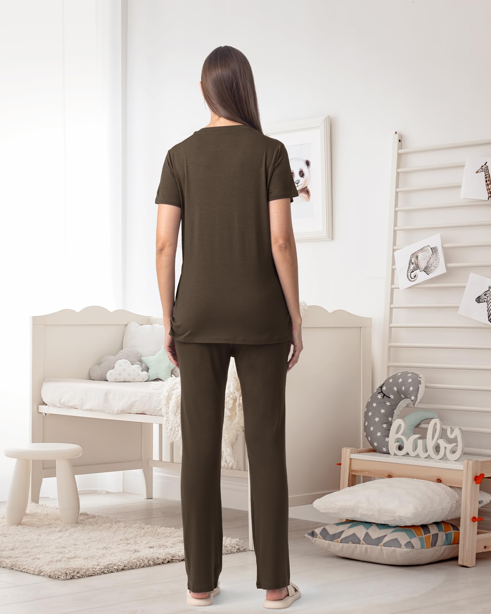 Rnxrbb 3 Piece Women's Maternity Nursing Pajamas Set