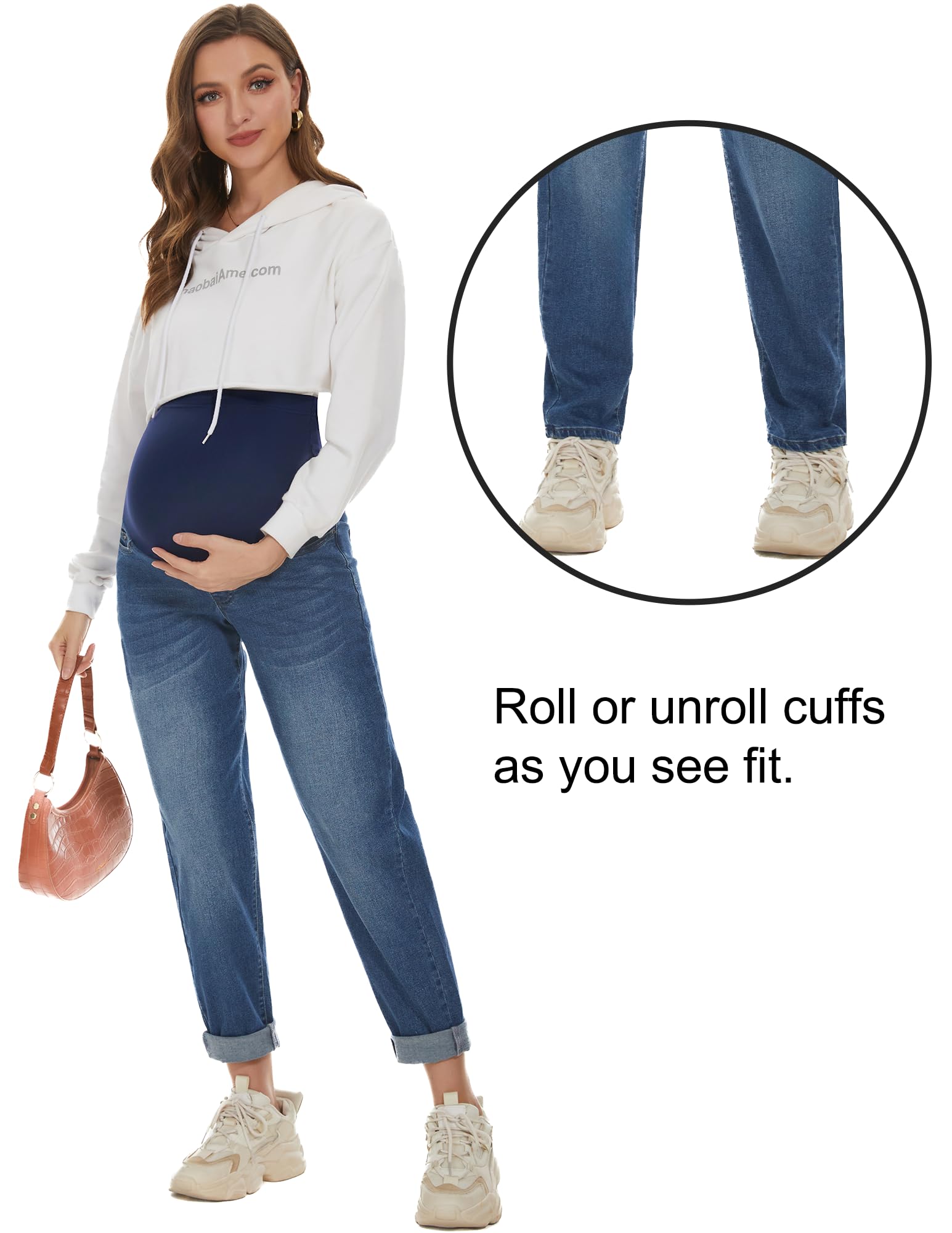 POSHGLAM Women's Maternity Jeans Over Belly Comfy