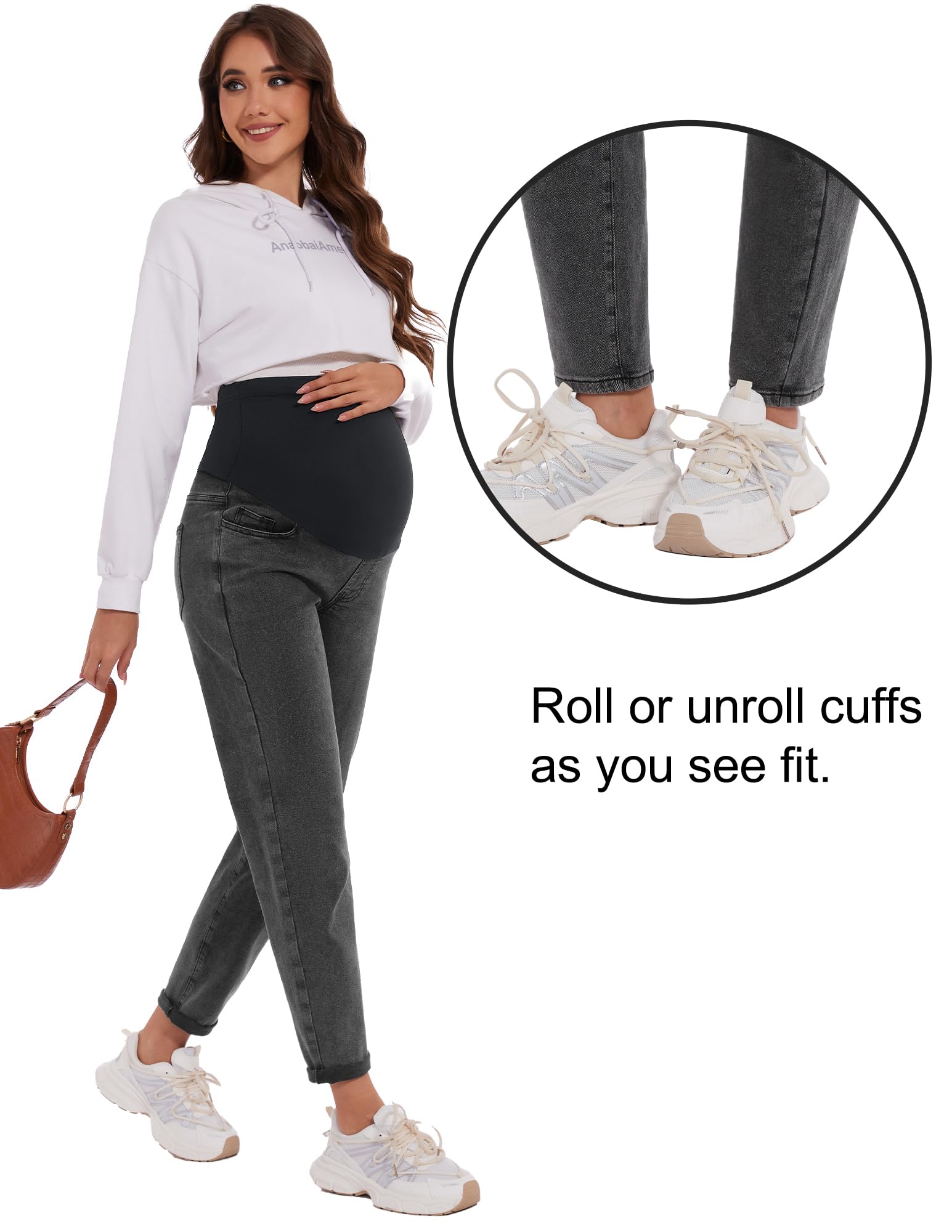 POSHGLAM Women's Maternity Jeans Over Belly Comfy