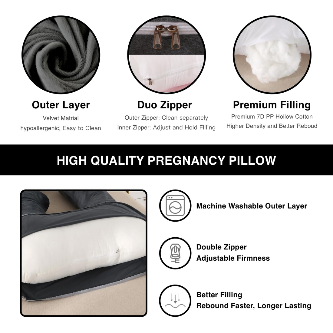 ALLOPERA Pregnancy Pillow, Full Body 57 Inch Maternity Pillow