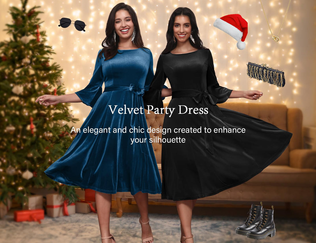 Plus Size Vintage Red Velvet Christmas Party Dress