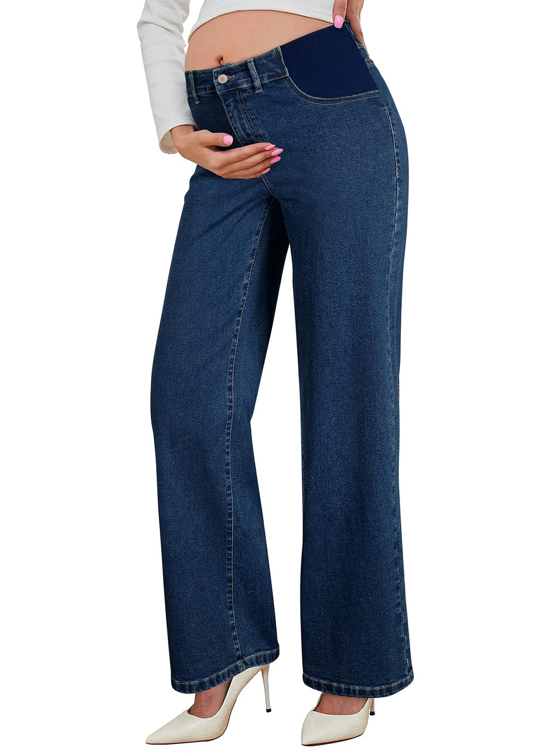 BLENCOT Women's Maternity Pants  with Pockets